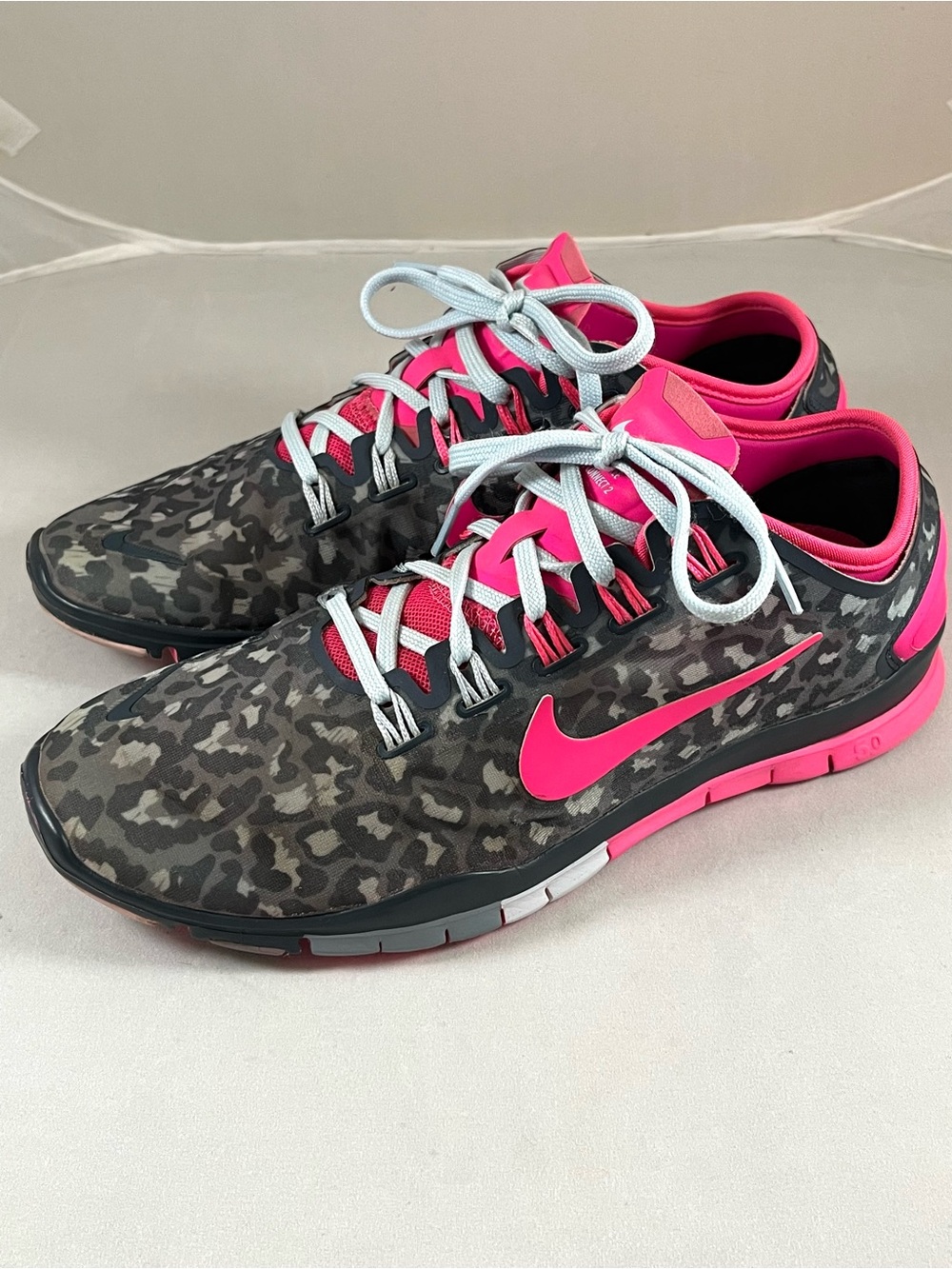 Nike Free TR Connect 2 Training Shoes Gray Leopard & Pink Size 7.5